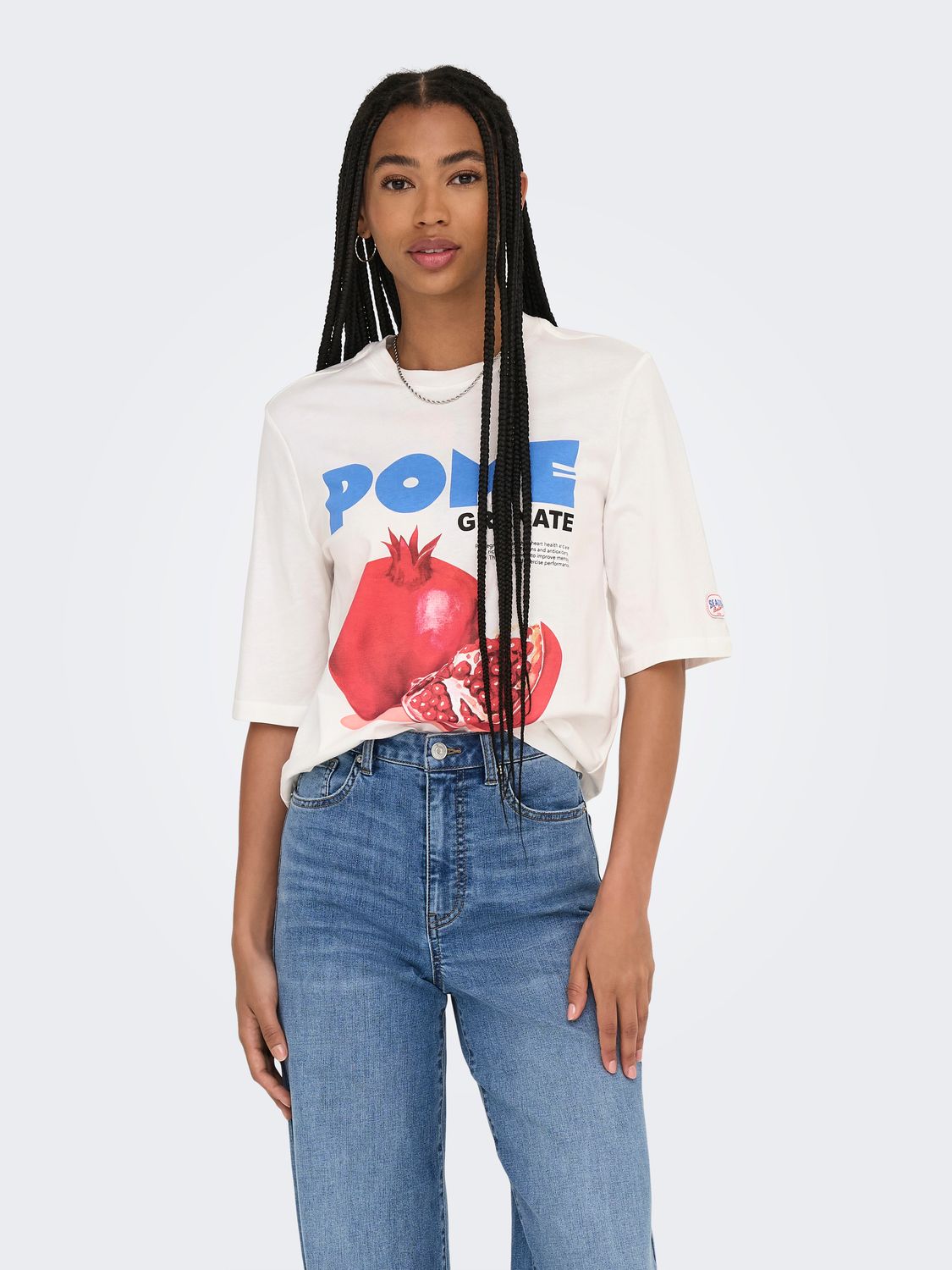 Only ONLPHOEBE S/S FRESH TOP BOX JRS Cloud Dancer/Pomegranate w/o l 15351369