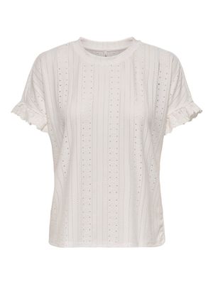 Only ONLSMILLA S/S FRILL MIX TOP CS JRS Cloud Dancer 15353355