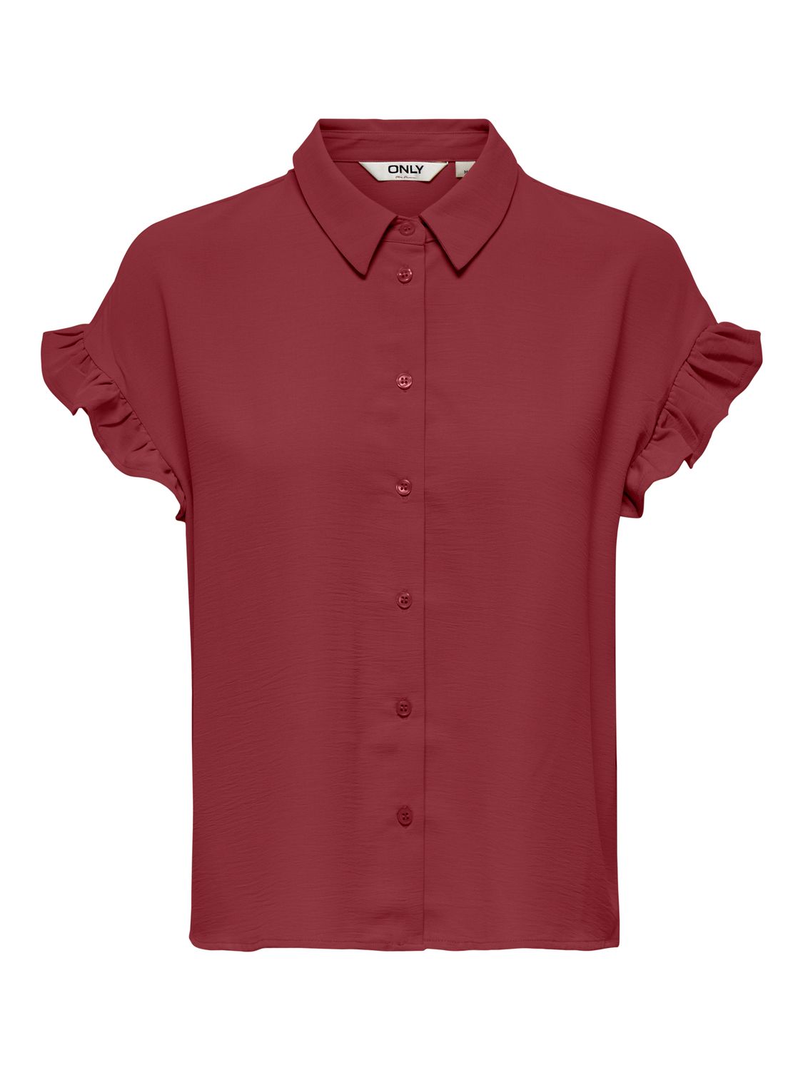 Only ONLMETTE LIFE SS FRILL SHIRT WVN CS Ruby Wine 15353160
