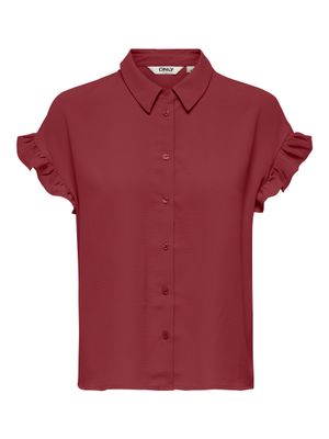 Only ONLMETTE LIFE SS FRILL SHIRT WVN CS Ruby Wine 15353160