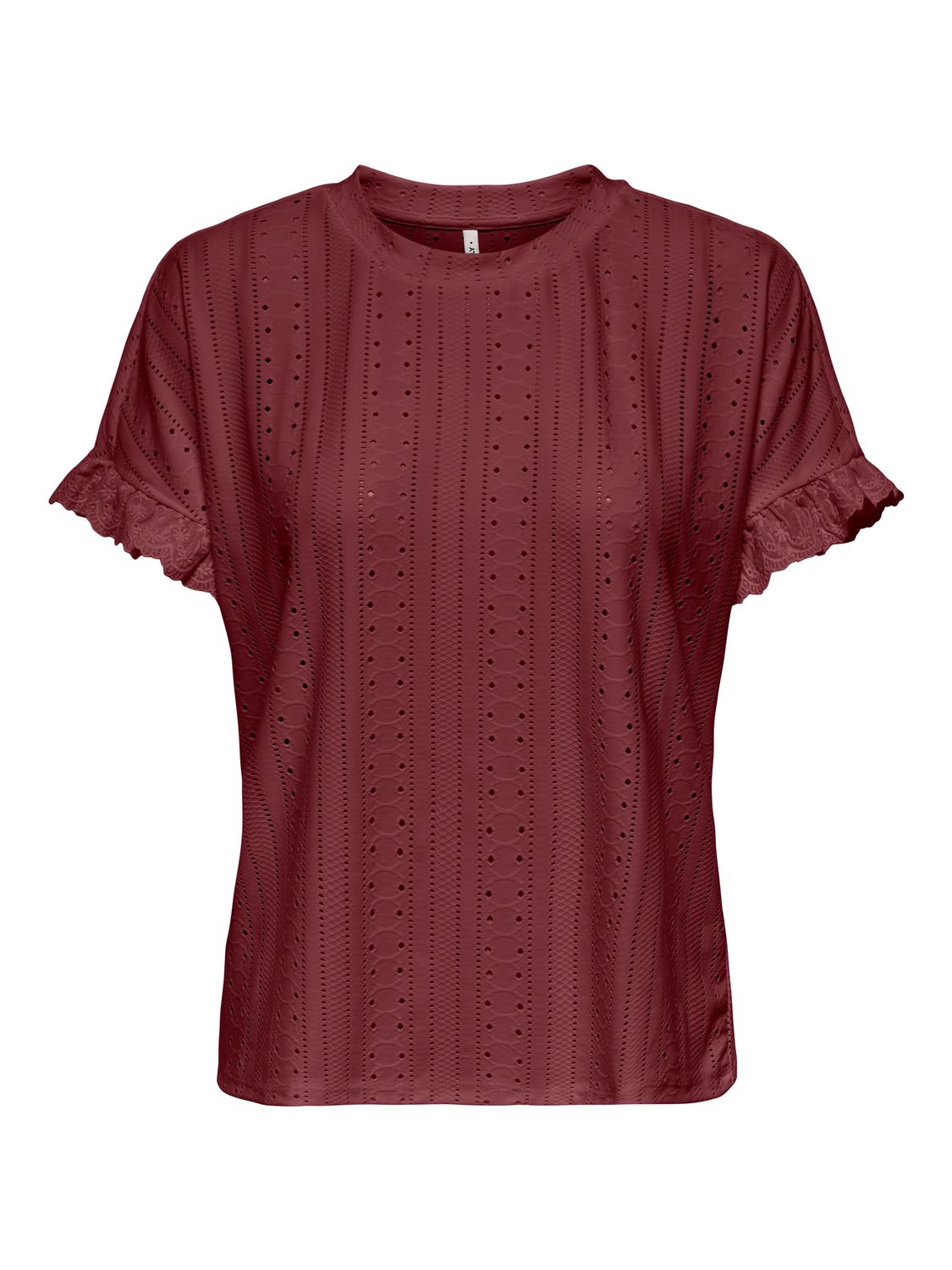 Only ONLSMILLA S/S FRILL MIX TOP CS JRS Ruby Wine 15353355