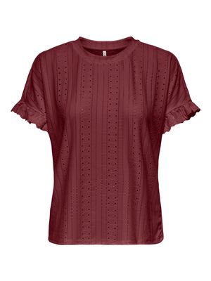 Only ONLSMILLA S/S FRILL MIX TOP CS JRS Ruby Wine 15353355