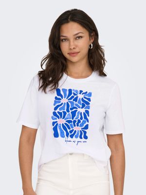 Only ONLRITA S/S FLOWER TOP BOX JRS Bright White/Big front flowie 15351631