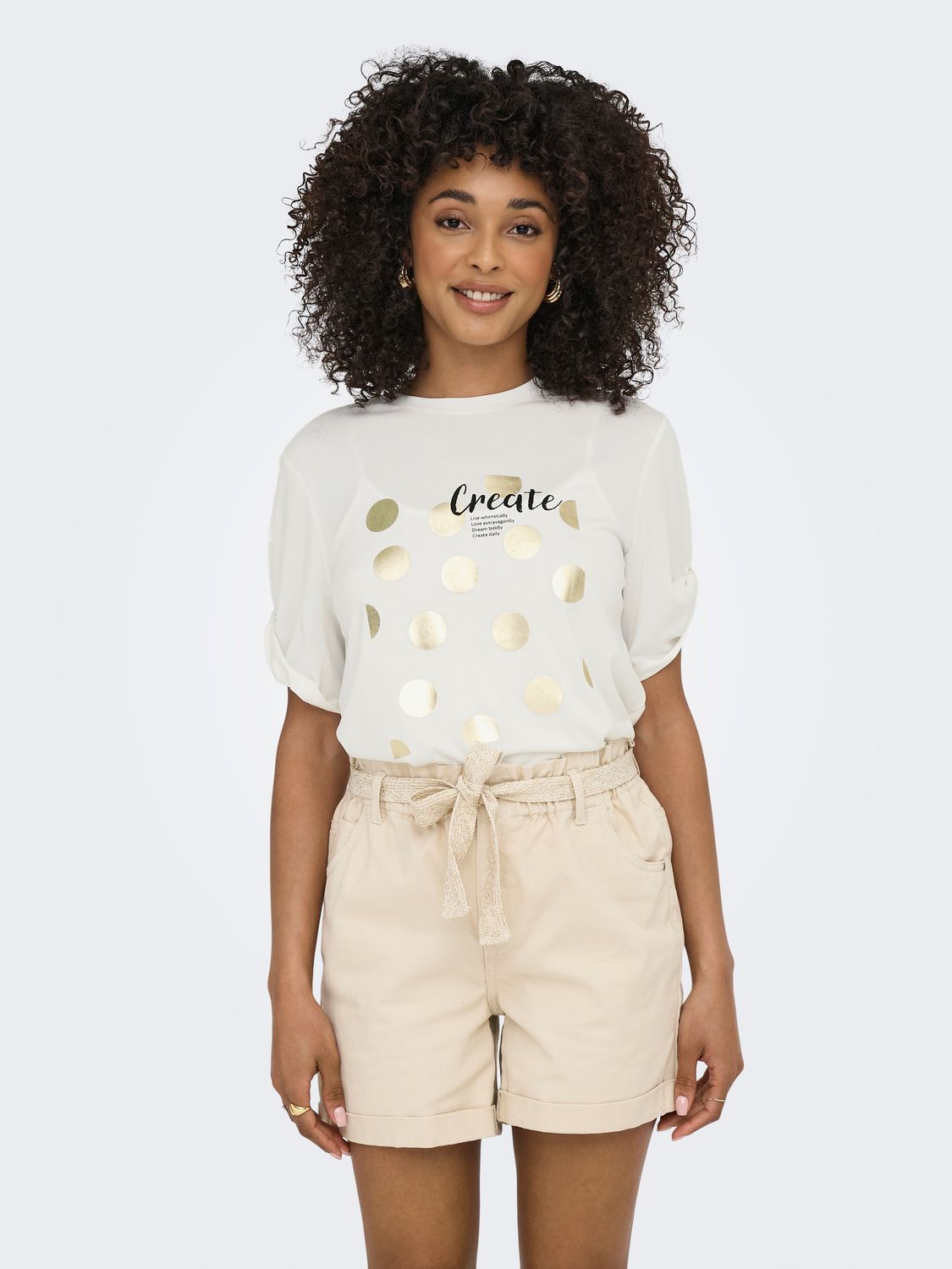 Only ONLFREE LIFE S/S CREATE TOP BOX JRS Bright White/Create 15349921
