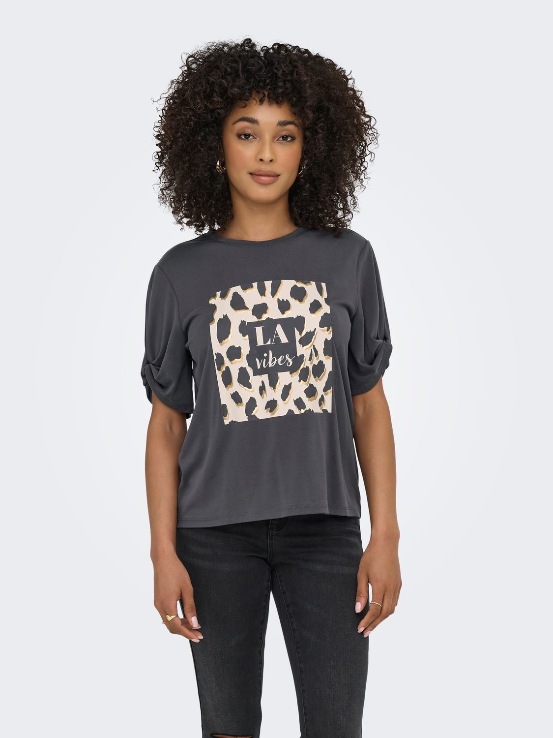 Only ONLFREE LIFE S/S CREATE TOP BOX JRS Blackened Pearl/Vibes 15349921