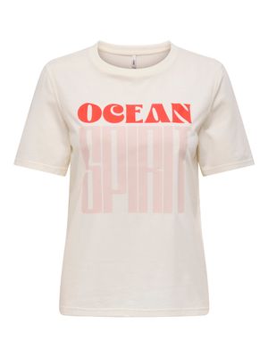 Only ONLABELONE S/S WORD TOP BOX JRS Cloud Dancer/Spirit 15349954