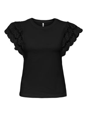 Only ONLMACY S/S O-NECK MIX TOP BOX JRS Black 15350374