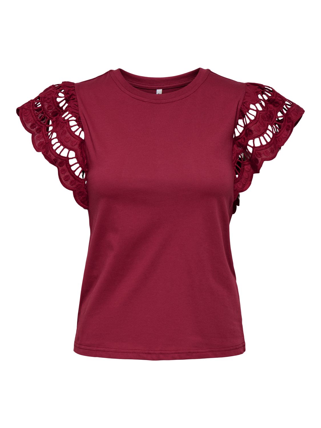 Only ONLMACY S/S O-NECK MIX TOP BOX JRS Ruby Wine 15350374