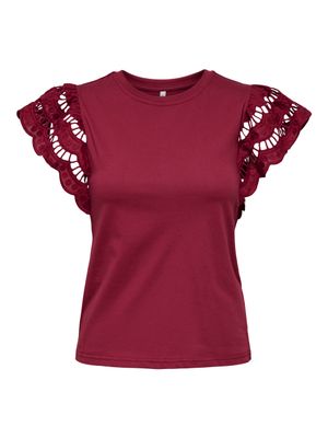 Only ONLMACY S/S O-NECK MIX TOP BOX JRS Ruby Wine 15350374