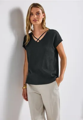 Street One LTD QR structure shirt w.cross pine grove green A323555