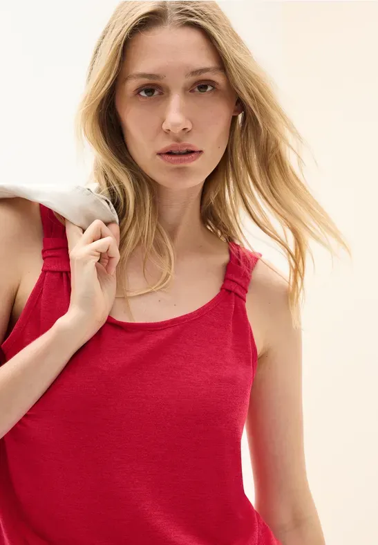 Cecil Solid Summer Knit Top glazed apple red B323543