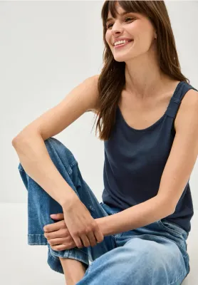 Cecil Solid Summer Knit Top urban navy blue B323543