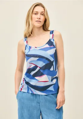 Cecil Multi AOP Summer Knit Top urban navy blue B323541