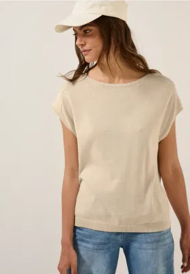 Cecil Knitted Mesh Shirt vanilla white B303267