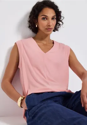 Street One silk look structure v-neck shi blush peach A323329