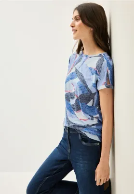 Cecil TOS Multi AOP Burn Out Shirt urban navy blue B323515