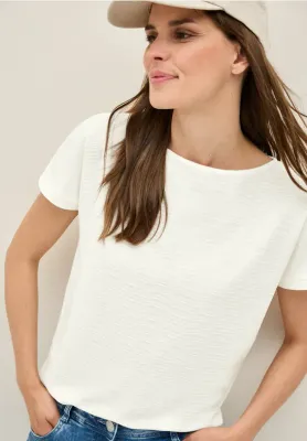 Cecil TOS Solid Structure T-Shirt vanilla white B323524
