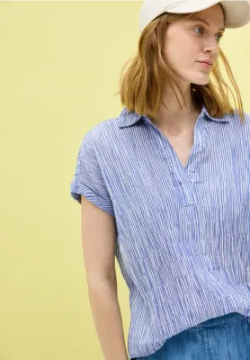 Cecil TOS Stripe Shirt Collar Blouse deep pastel blue B345856