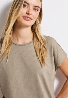 Street One LTD QR shirt w.shiny strips morning beige A323683
