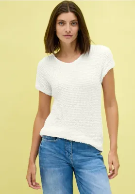 Cecil Crinkle Structure T-Shirt vanilla white B323519