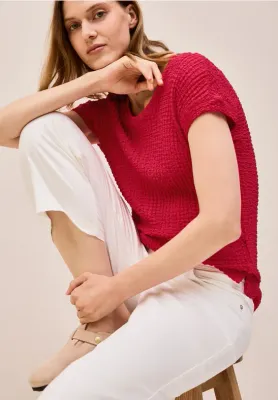 Cecil Crinkle Structure T-Shirt glazed apple red B323519
