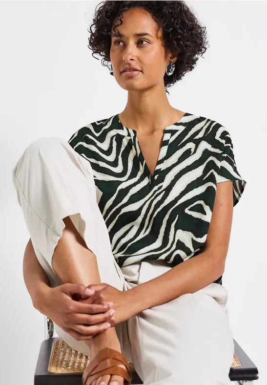 Street One LTD QR Shirtblouse w splitneck pine grove green A345835