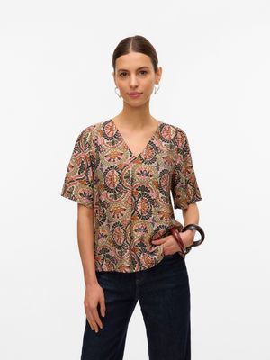 Vero Moda VMFLORENCE 2/4 V-NECK TOP WVN BTQ G: Mermaid/Florence 10332161