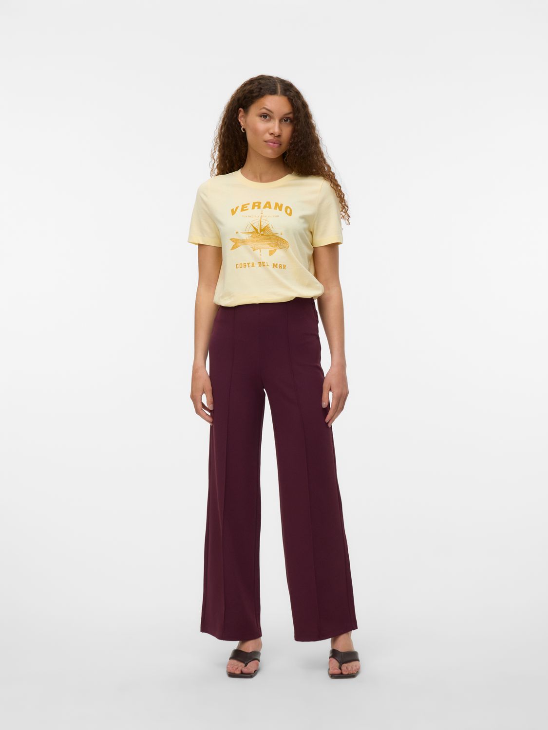 Vero Moda VMBECKY HW WIDE PULL ON PANT NOOS Winetasting 10257168
