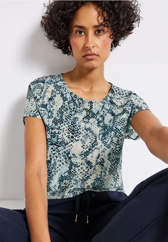Street One printed mat-mix shirt w.drawst arona blue A323735