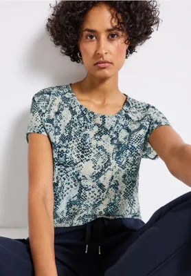 Street One printed mat-mix shirt w.drawst arona blue A323735