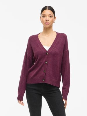 Vila VIRIL V-NECK KNIT CARDIGAN - NOOS Fig/DARK MELANGE 14107411