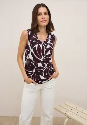 Cecil Big AOP Smock Top mulberry red B323700