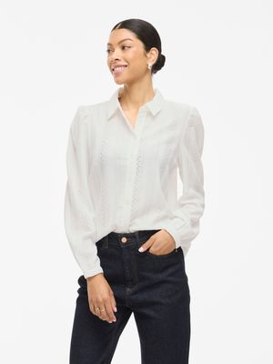 Vila VIZANIA L/S SHIRT - NOOS Cloud Dancer 14107476