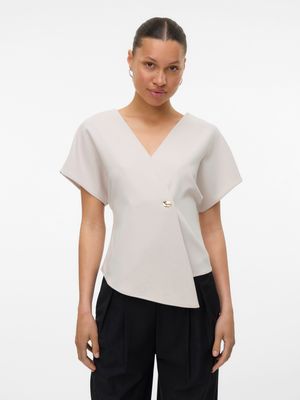 Vero Moda VMSONJA SS V-NECK TOP WVN EXP Pumice Stone 10339514