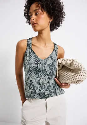 Street One printed jersey top w.knot deta arona blue A323737