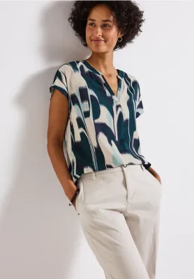 Street One LTD QR Shirtblouse w splitneck tide blue A345915