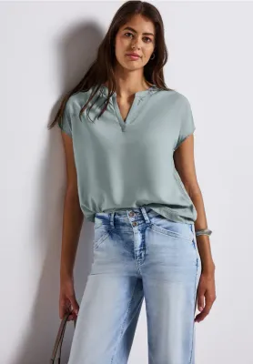 Street One QR Shirtblouse w splitneck UNI arona blue A345728