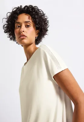 Street One LTD QR jersey shirt w.mesh ins off white A323695