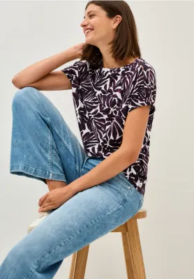 Cecil TOS Medium AOP Cold Shoulder mulberry red B323704