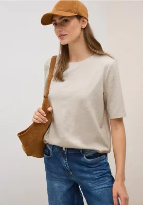 Cecil TOS Short Sleeve Sweatshirt light beige melange B303319