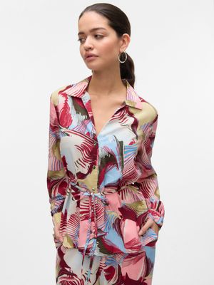 Vero Moda VMRUBY FIE LS BELT SHIRT WVN GA Karanda Red/Fie 10329855