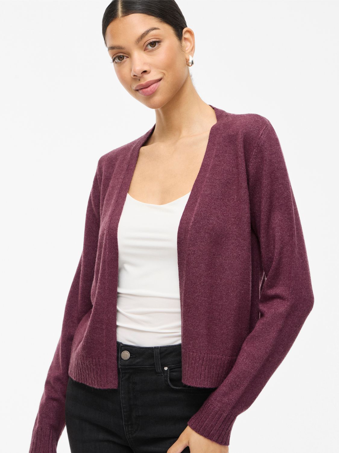 Vila VIRIL SHORT L/S KNIT CARDIGAN-NOOS Fig/DARK MELANGE 14060800