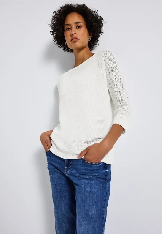 Street One knit look shirt off white A323891