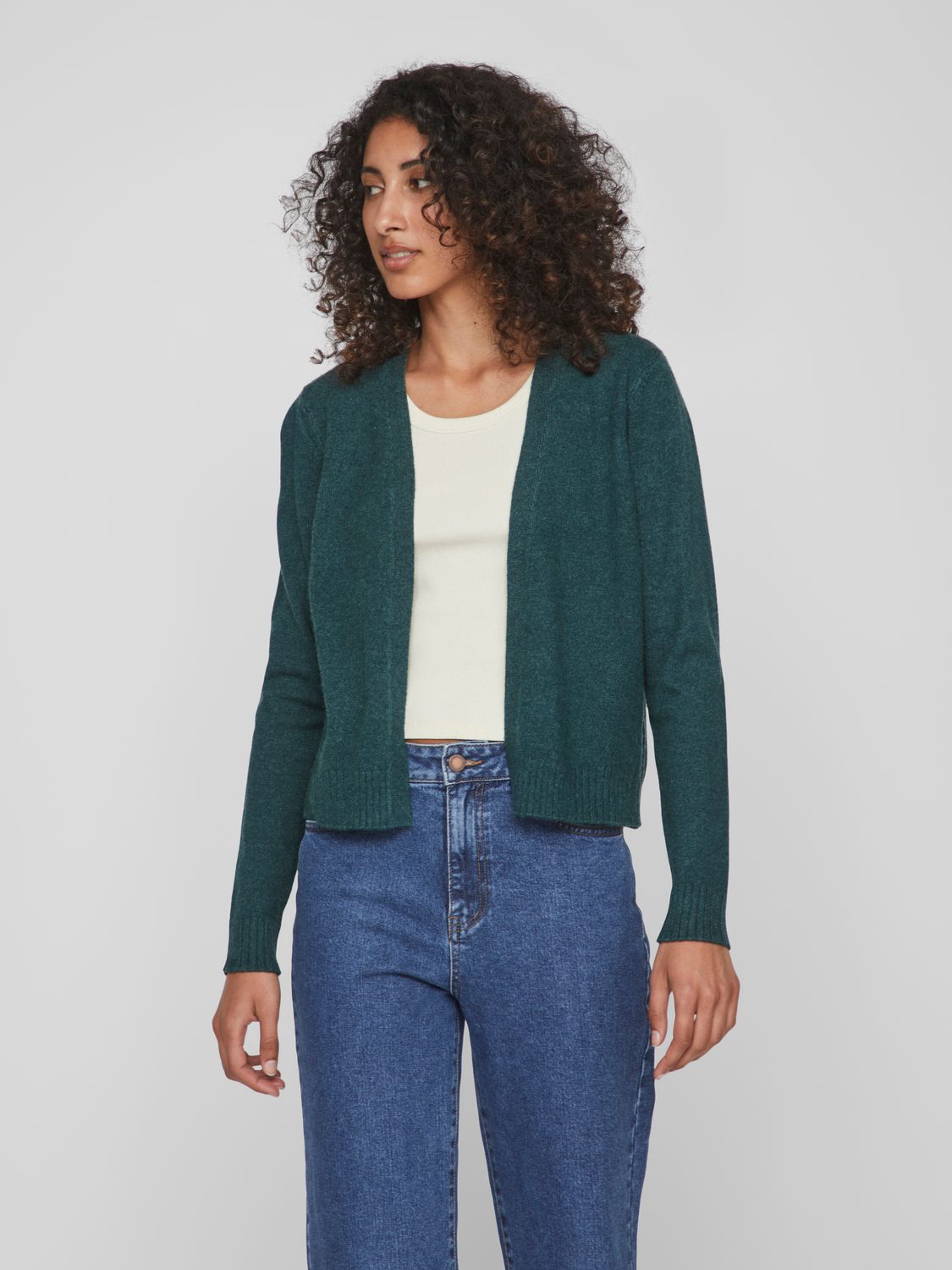 Vila VIRIL SHORT L/S KNIT CARDIGAN-NOOS Ponderosa Pine/DARK 14060800