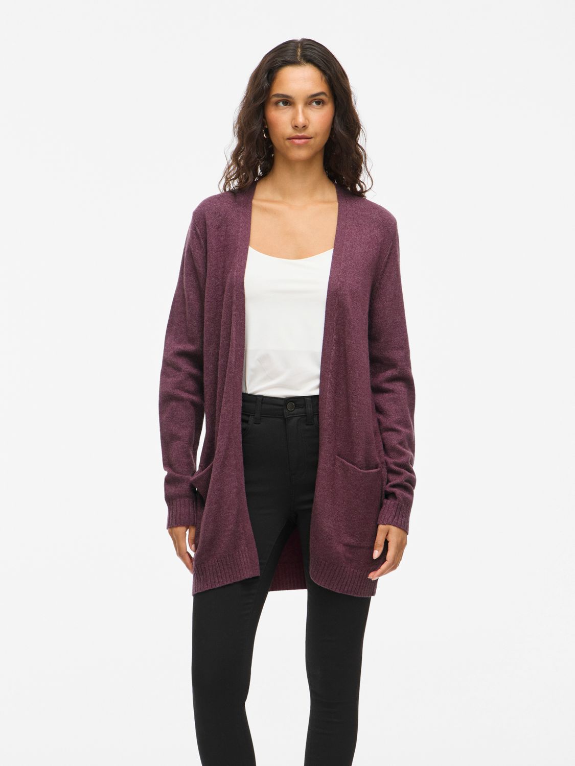 Vila VIRIL OPEN L/S KNIT CARDIGAN - NOOS Fig/DARK MELANGE 14044041