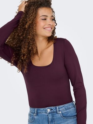 Only ONLEA L/S 2-WAY DEEP NECK TOP JRS N: Winetasting 15302647
