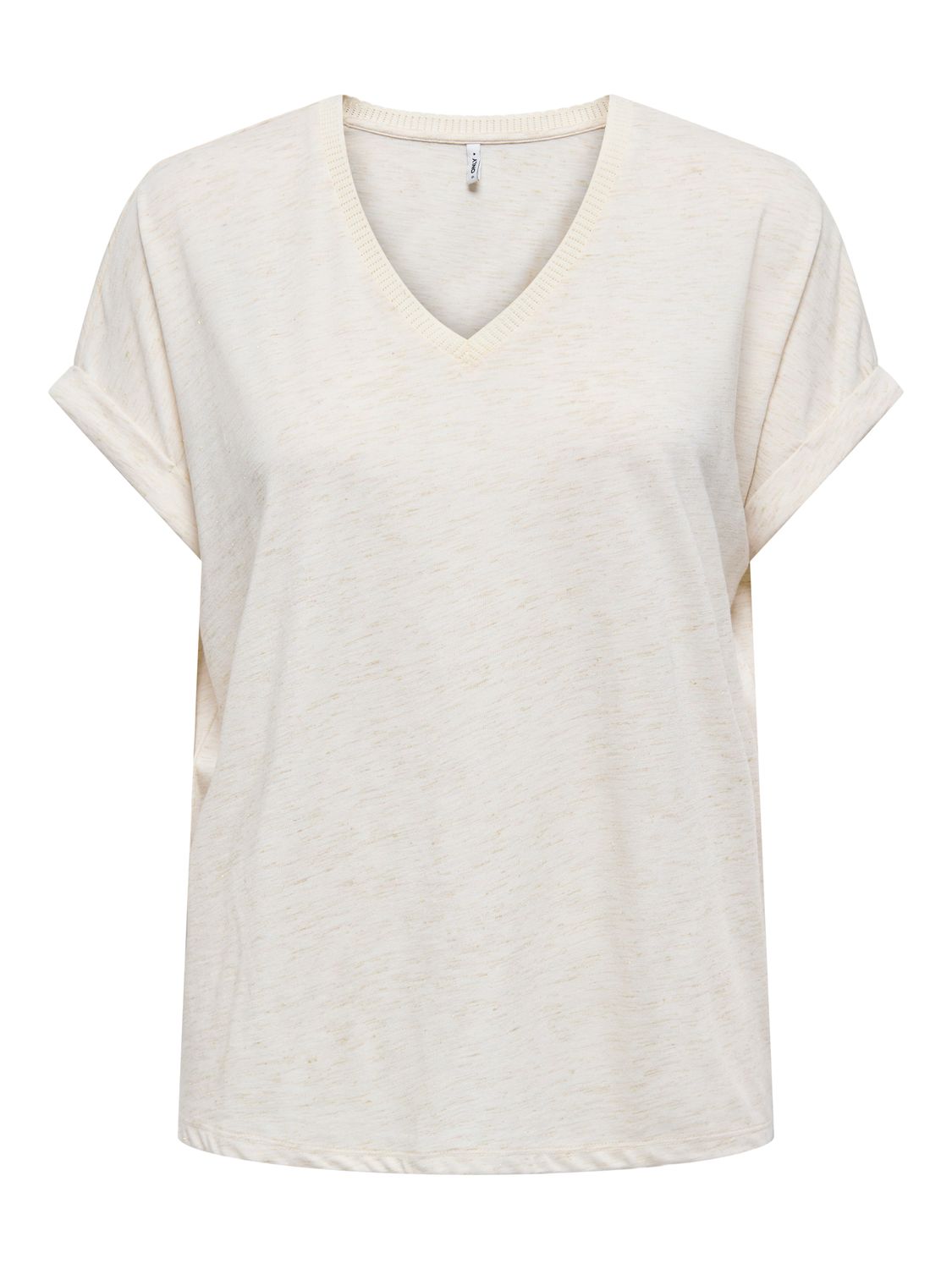 Only ONLRINA S/S V-NECK GLITTER TOP CS J: Birch/Gold glitter 15358977