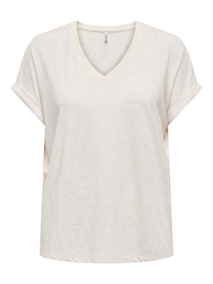 Only ONLRINA S/S V-NECK GLITTER TOP CS J: Birch/Gold glitter 15358977