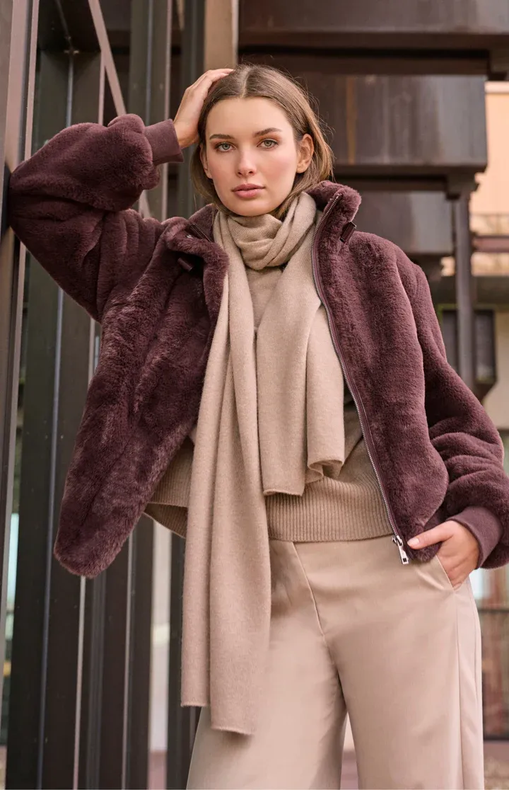 Rino &amp; Pelle Short fake fur jacket chocolate bean Ambra.7002511