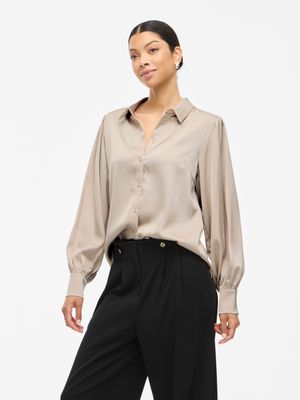 Vila VIENNA RAVENNA L/S BALLOON SHIRT - : Cement 14107462